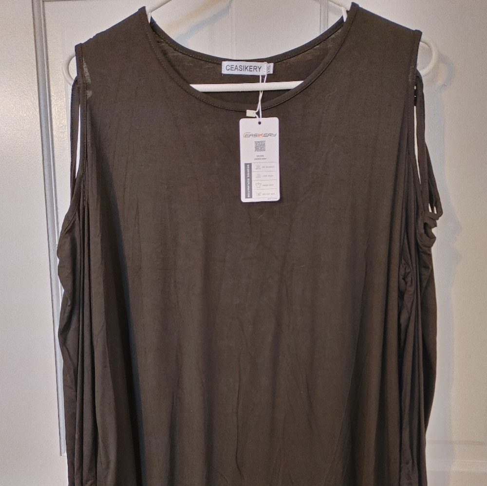 Ceasikery Shoulder Cutout Top
